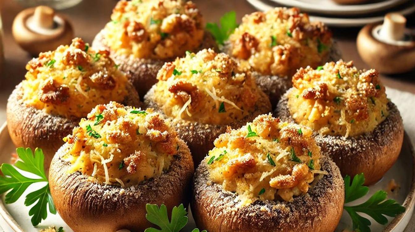 Фаршированные шампиньоны с орехами и сыром – нежнейшая закуска на Новый год