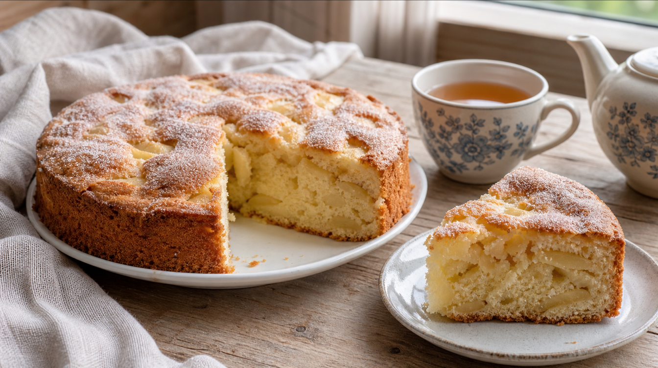 Шарлотка с ранними яблоками и корочкой к чаю дома быстро