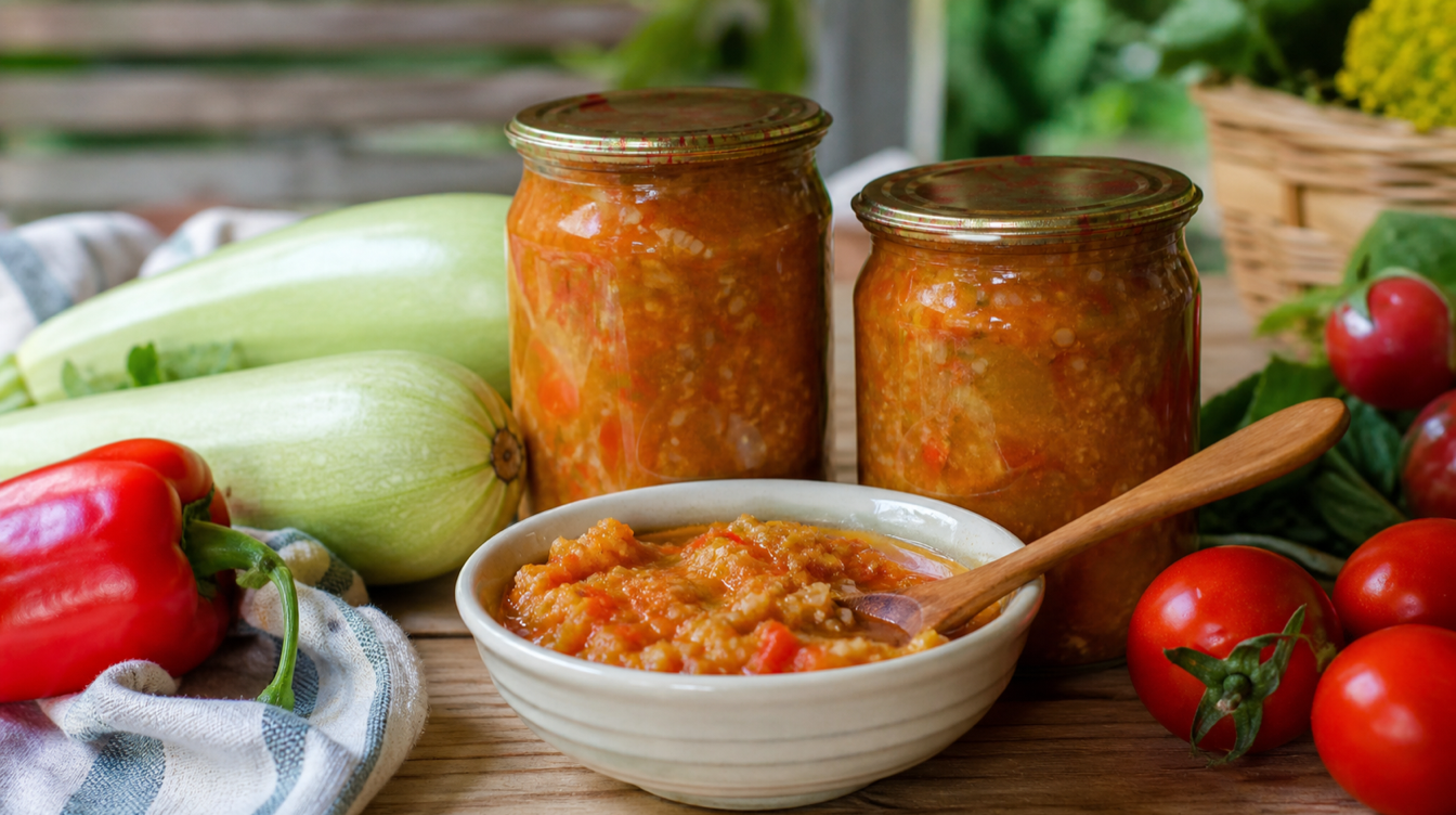 Кабачковая икра с томатами и перцем кусочками на зиму дома