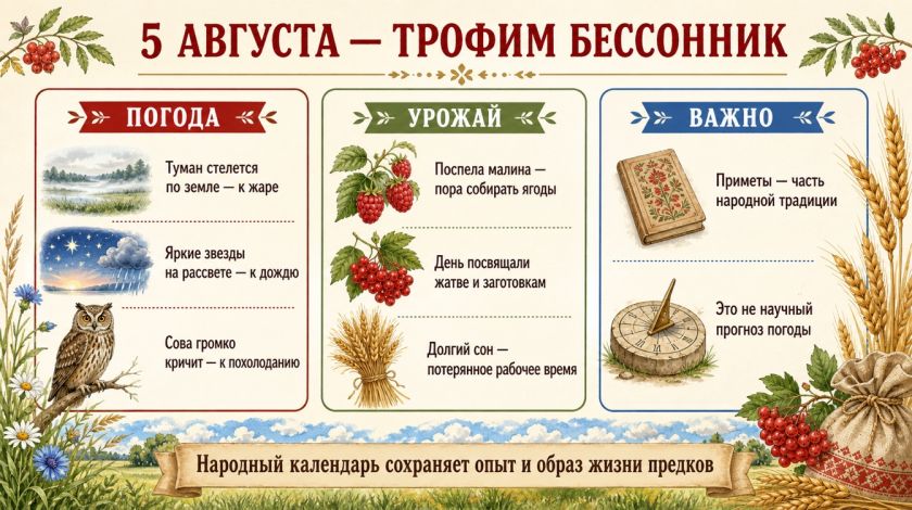Народные приметы на 5 августа – инфографика