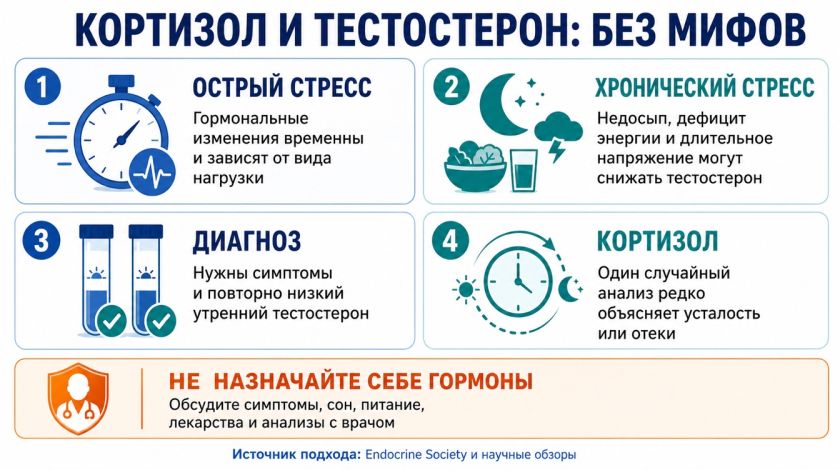Кортизол и тестостерон: что важно знать о стрессе, анализах и диагнозе