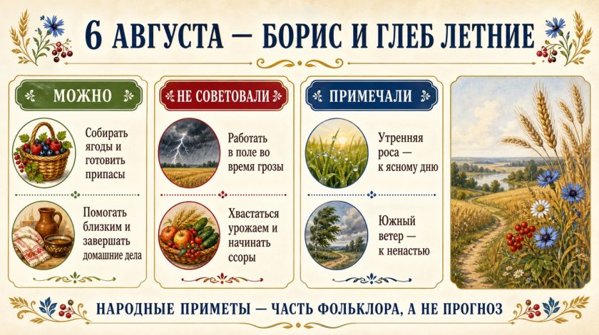 Народные приметы на 6 августа – инфографика