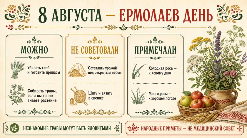 Народные приметы на 8 августа – инфографика