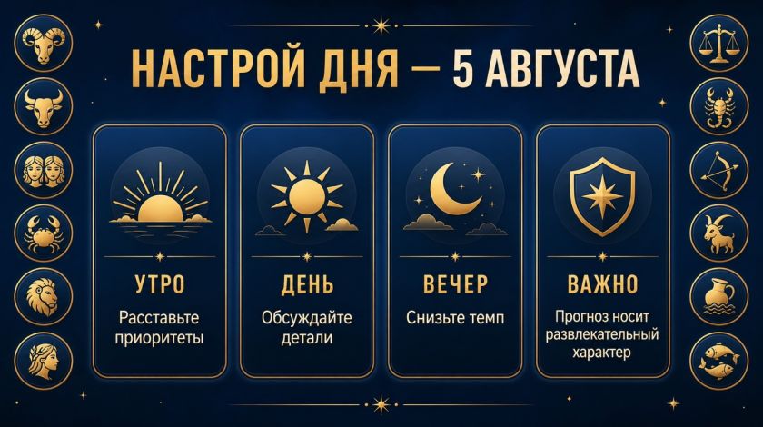 Настрой дня 5 августа: утро, день, вечер и важное примечание