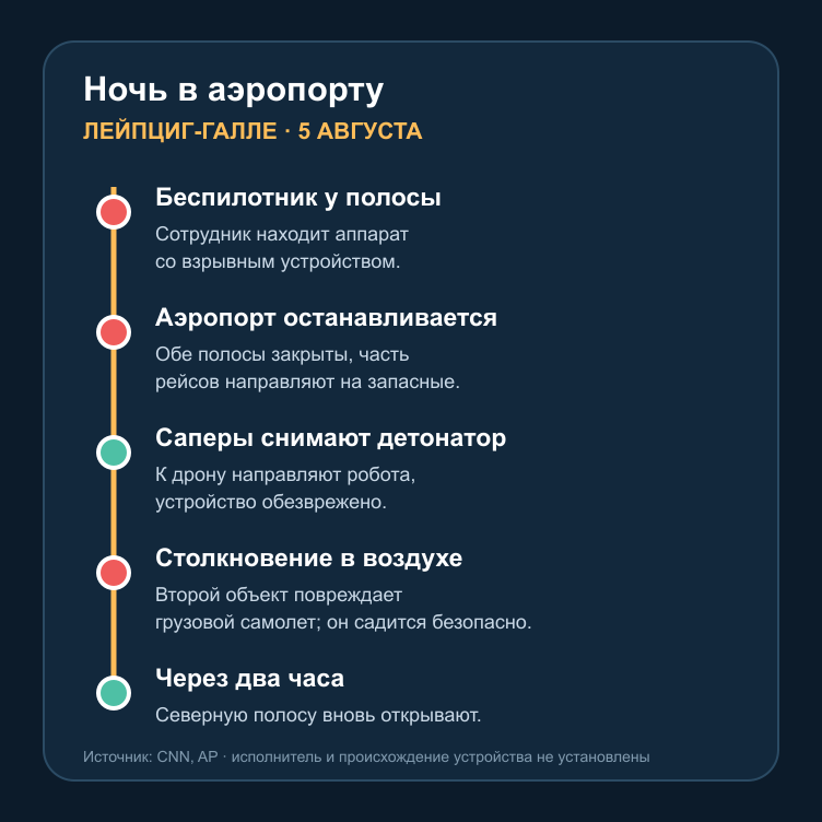 Хронология инцидента с беспилотником в аэропорту Лейпциг-Галле